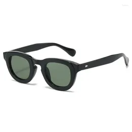 Sunglasses Oval Women Candy Color Gradient Lens Eyewear Men Trending Dark Green Sun Glasses Rivets Decoration UV400