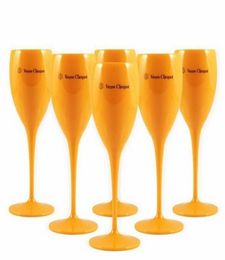 6 Stück orangefarbene Champagnerflöten aus Acryl, Party-Weingläser aus Acryl 2205051117429