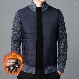 Men's Jackets 2023 Standing Collar Spliced Plush Sweater Knitwear Large Fashion Casual Cardigan Coat