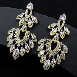 Hoop Earrings Genuine Real Jewels 2023 Zircon Dinner Jewellery Geometric Fringed Scallop High Quality