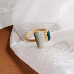 Cluster Rings Vintage Creative Design Blue Stone France Ring Minimalist Oil Open Finger For Women Party Charming Jewellery