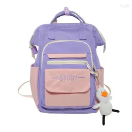 School Bags Color Women Backpack Candy Preppy Waterproof Bag Teenagers Style Girls Patchwork College Female Rucksack Mochila