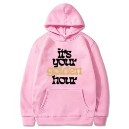 Men's Hoodies Sweatshirts JVKE Golden Hour Shimmer Hoodie Fashion Long Sleeve Streetwear Women Men Hooded Sweatshirt 2023 Hip Hop Clothes LF97