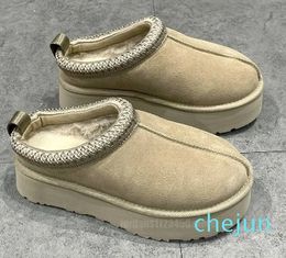 Australia platform mustard seed fur slippers mini snow boots women winter sheepskin suede warm slip-on shoes