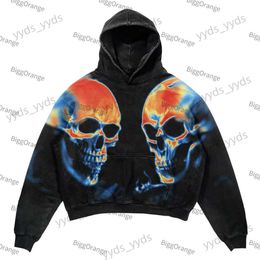 Men's Hoodies Sweatshirts Skull print fashion loose men's sweater European and American style men and women hip-hop retro hoodie demon slayer hoodies T231123