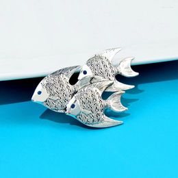 Brooches Creative Baby Vintage Swimming Fish For Women Men 2-color Sea Animal Party Office Brooch Pin Gifts
