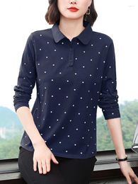 Women's Blouses Blouse Cotton Tops Fashion Polka Dot Print Casual Long Sleeve Office Lady Work Button Shirts Female Slim Pullover Blusas
