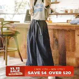 Women's Pants Maden Japanese Casual High Waist Cargo Baggy Pocket Wide Leg Trousers 2023 Summer Oversize A-line Skirt Culottes