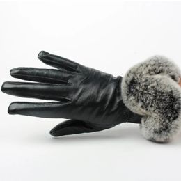 Fingerless Gloves GO BALLISTIC YA Genuine Sheep Leather with Fur Wrist Lady Winter High Quality Velvet Windproof 231122