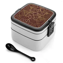 Dinnerware Dice Deco Gold Bento Box Leak-Proof Square Lunch With Compartment Artistic Geometric Cute Chic Geek Geeky Nerd Nerdy