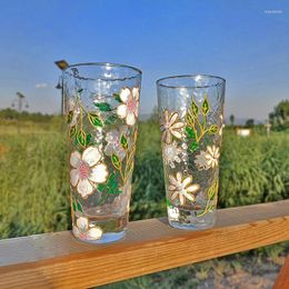 Wine Glasses (Logo Can Engrave) 350ML Hand-painted Glass Gold-rimmed Household Water Cup Tea Milk Beer Juice