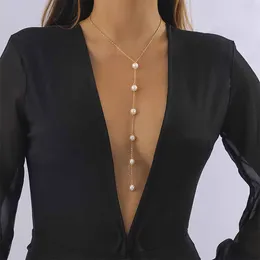 Chains Long Pearl Fringe Necklace Body Chain Women Girls Product Gold Silver Plating Fashion Jewelry Party Gift Style