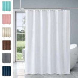 180*180cm Solid Colour Shower Curtains Bathroom Polyester Bath Waterproof Shower Curtain Set With Hooks Wholesale