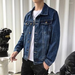 Men's Jackets Cotton Lapel Single Breasted Jeans Jacket Men Autumn Slim Blue Denim For Classic Solid Casual Coats5XL