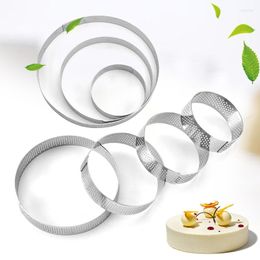 Baking Moulds Circular Tart Ring French Dessert Stainless Steel Perforation Fruit Pie Quiche Cake Mousse Mold Kitchen Mould