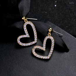 Dangle Earrings Korean Fashion Crystal Heart Drop For Girl Gift Big Jewelry Accessories Wholesale