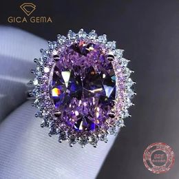 Wedding Rings Gica Gema Solid 925 Sterling Silver 3EX Oval Cut 6CT VVS Pink Created Engagement Customised Ring Fine Jewellery 231123