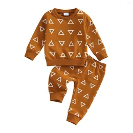 Clothing Sets Pudcoco Toddler Born Baby Boys 2PCS Pants Long Sleeve Geometric Triangle Print Tops And 3M-3T