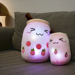 Plush Light Up toys AIXINI up Boba Stuffed Bubble Tea Pillow with LED Colorful Night Lights Glowing Super Soft 231122