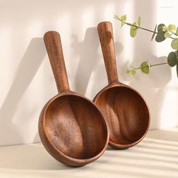 Plates 1 PCS Solid Wood Bowl With Handle Korean Noodle Plate Wooden Kitchen Scoop Ladle Tableware Soup Bowls