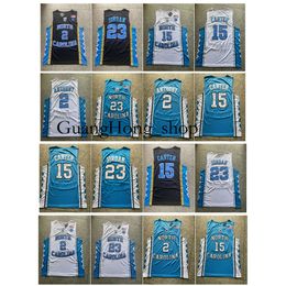 GH North Carolina Tar Heels Vince Carter Cole Anthony 23 Michael Jor Dan Basketball Jerseys Black White Blue Size S-XXL