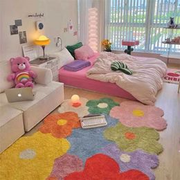 Carpets Decorative Home Carpet Large Area Colorful Living Room Flower Thickened Decoration Rug Non-slip Washable Floor Mat