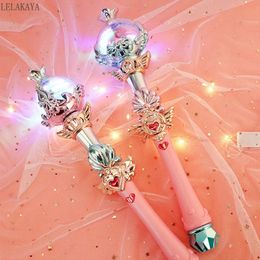 Led Rave Toy Anime Cosplay Musical Magic Wand for Princess Glow Stick Rod Cute Girl Toys Heart Moon LED Luminous Fairy Kids 231123