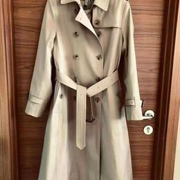WITH LOGO British Style X-Long Trench Coat For Women New Women's Coats Spring And Autumn Double Button Over Coat Long Plus Size S-4XL
