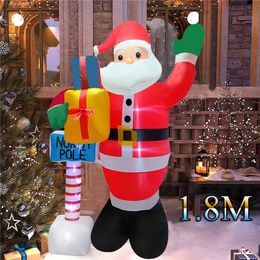 크리스마스 장난감 18m 거대한 풍선 산타 클로스 모델 야외 파티 년도 LED LUMINOUS CORTERTYARD 장식 231122