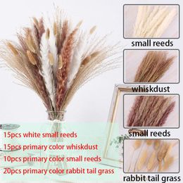 Decorative Flowers 65pcs/Bunch Dried Flower Natural Pampas Grass Wedding Bouquet Phragmites Reed Plant Christmas Nordic Home Living Room