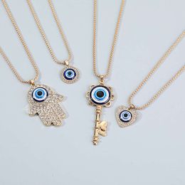 Fatima's hand peach heart circle and other hip-hop personality Necklace Jewellery devil's Eye Pendant