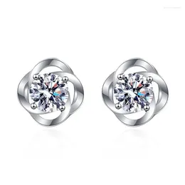 Stud Earrings E079 Lefei Fashion Colour D Diamond-set Classic Moissanite Clover Earring Charms Women S925 Sterling Silver Party Jewellery