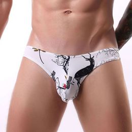 Sexy Men's Briefs Bulge Pouch U Convex Underwear Fashion Printed Summer Party Beach Swimwear Swim Bikini