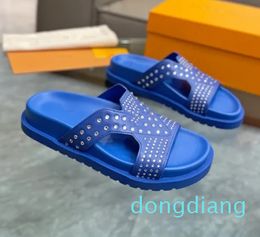 Women Calfskin Dad Sandals Quilted Summer Designer Shoes Platform Flats Low Heel Wedge Diamond Buckle Sandal Slip On Ankle Strap Beach Shose