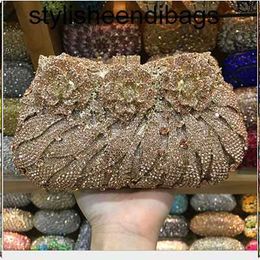 stylisheendibags Shoulder Bags 18 Colors Wedding Formal Dinner Clutch Women Gold Crystal Evening Clutch Bags Metal Clutches Handbags Flower Bridal Purse Wallet