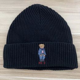 Polo Beanie Luxury designer bear wool knitted hat for men and women 2023 warm cotton hat Woollen hat cycling windproof and cold hat