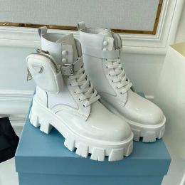 Dupe10A Designer Rois Monolith Boots Calfskin Martin Shoe Ladies Platform Detachable Nylon Pouch Combat Boot