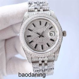 Diamond Watches Full Mens Watch Automatic Mechanical 41mm Silver Strap Stainless Steel for Men Life Waterproof Fashion Gift cy