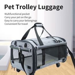 Dog Car Seat Covers Portable Pet Trolley Luggage Outdoor Carrier Bag With Wheels Double-layer Traveling Handbag Breathable Mesh