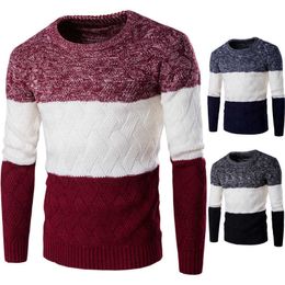 Maglioni da uomo Autunno e inverno Maglione caldo ispessito a contrasto di colore Autunno e camicia lavorata a maglia