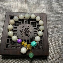 Strand Natural Floating Green Seed Beads Bracelet Bangles Women Men Buddha Charm Tibet Prayer Lotus Mala Healing Jewelry