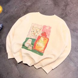 Jimo Autumn and Winter New Gu Four Palace Grid Strawberry Mouse Sketching Digital Printing Plush Versatile Sweater