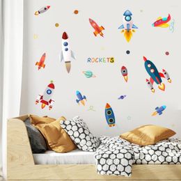 Wall Stickers Rocket Ship Creative Sticker For Boy Room Decora Outer Space Decal Nursery Kids Bedroom Decoration