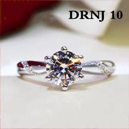 Designer eight hearts and eight arrows zircon imitation Mosanite ring female male six claw wedding ring wholesale opening can be adjusted.