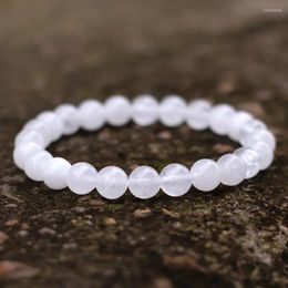 Charm Bracelets Genuine Natural Stone Bracelet Unisex 4/6/8/10/12mm White Smooth Beaded Braslet Gifts For Lovers Handmade Jewellery Pulsera