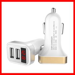 USB Car-Charger with LED Screen Smart Auto for iPhone 7 Samsung Xiaomi Moto G4 G4 Plus X Play G3 G2 E3 E2 X X1+ X2 Droid Turbo Car-Charge Car-Charger Car Charging Quick Charge