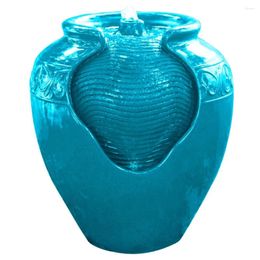 Garden Decorations Teamson Home Glazed Pot Floor Fountain With LED Light For Patio Backyard - Teal Decoration