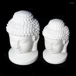 Decorative Figurines 1 Pcs Natural White Jade Stone Buddha Head For Healing