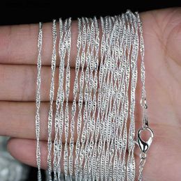Pendant Necklaces Wholesale Lots 10pcs/lot 2mm Silver Plated Water Wave Chain Necklaces 16" 18" 20" 24" Wholesale Fashion Jewelry Necklace ChainsL231123