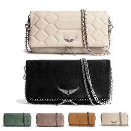 mirror quality Luxurys genuine leather Handbag Rock Swing Wings Zadig Voltaire clutch Messenger Bag Women Shoulder Leather Crossbody Chain Womens Cross Body Bag